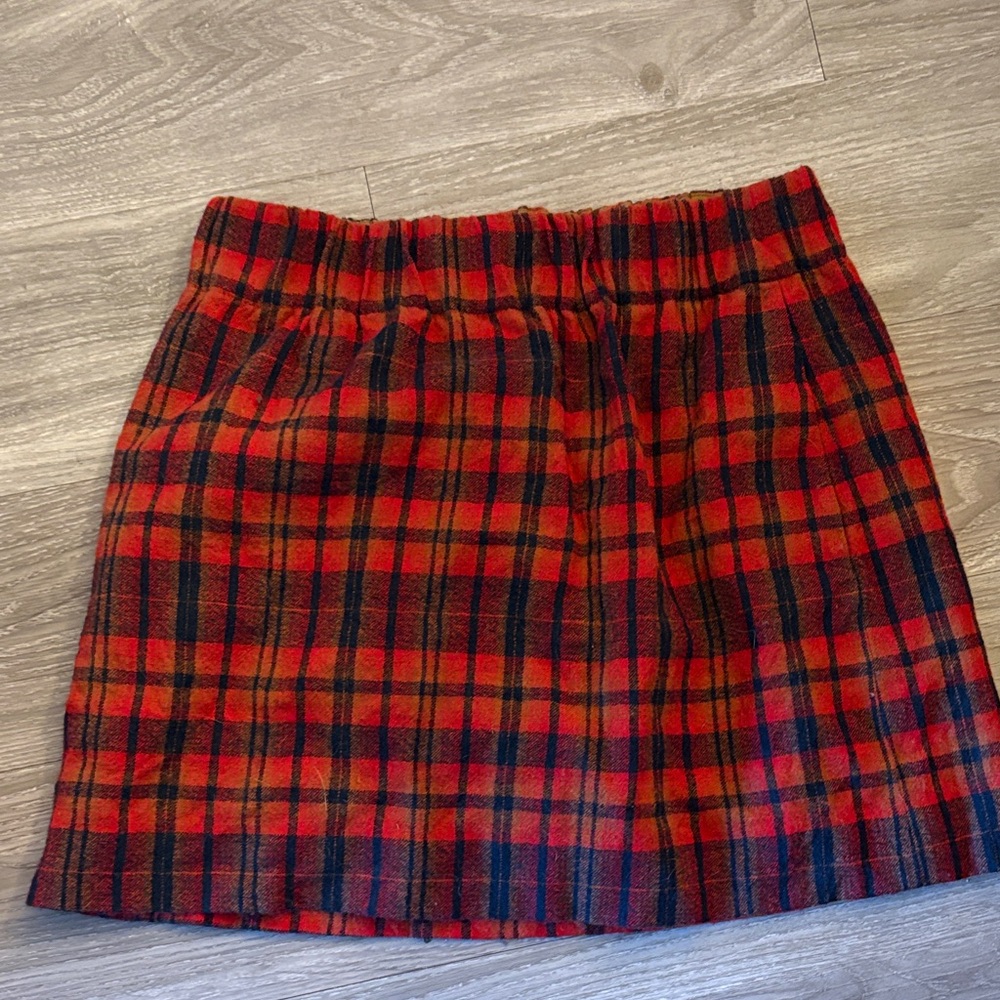 J. Crew Vibrant Red and Black Checkered Mini Skirt